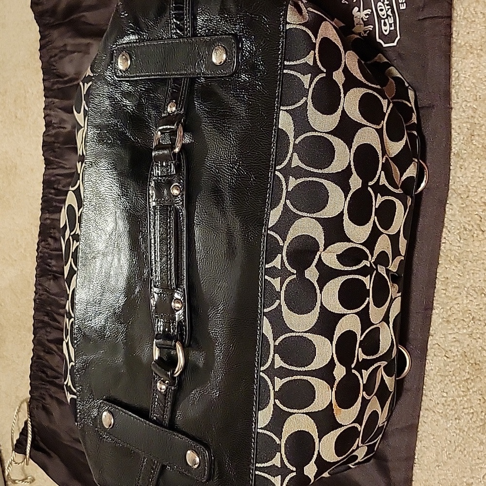 Authentic Coach Black/Silver Handbag - image 2